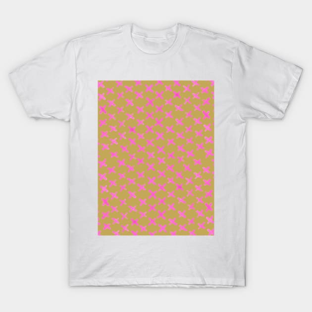 X stitches pattern - pink and orange T-Shirt by wackapacka